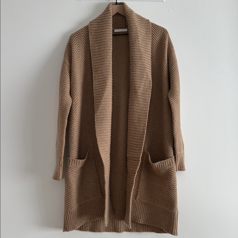 Hugo Boss Long Knit Cardigan Sweater - Tan / Camel - Size M
